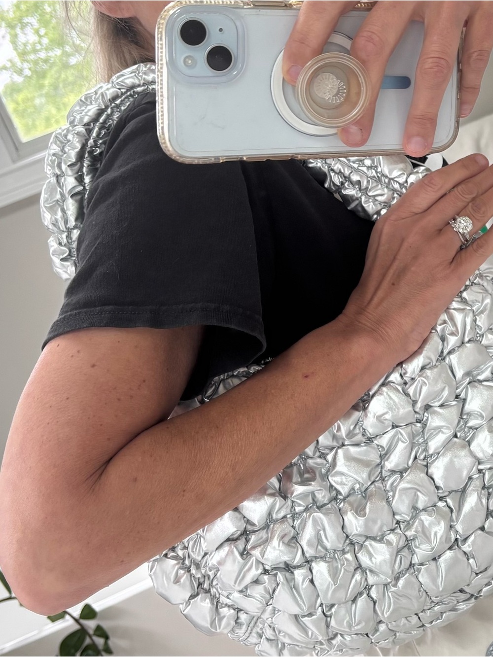 COS Silver Quilted Shoulder Bag NWOT